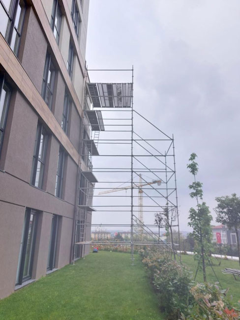 kiralık iskele sistemleri, ay iskele, kiralık iskele, RK Yağ fabrikası Tekirdağ Muratlı, İç cephe kurulumu